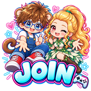 笑顔で両手を広げて迎える2人のもんちのJOINイラスト